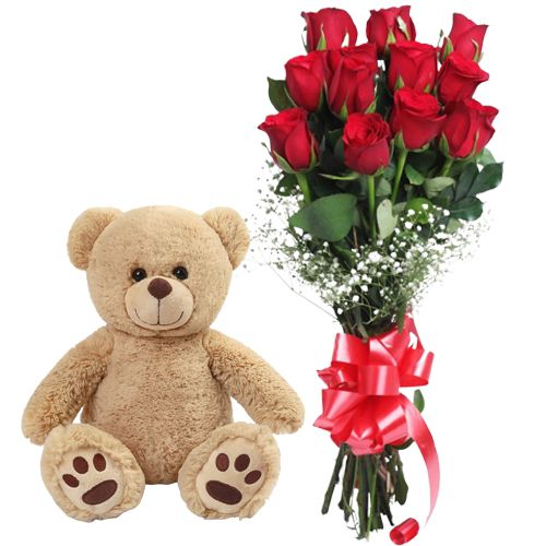Red Rose Bouquet with Teddy Bear Red Rose Bouquet with Teddy Bear
