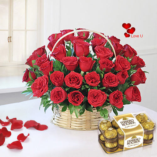 Buy Red Roses Basket N Ferrero Rocher Chocolates Online Buy Red Roses Basket N Ferrero Rocher Chocolates Online