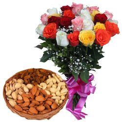 Delightful Two Dozen Splashy Roses and 1 Kg. Dried Fruits Delights Delightful Two Dozen Splashy Roses and 1 Kg. Dried Fruits Delights
