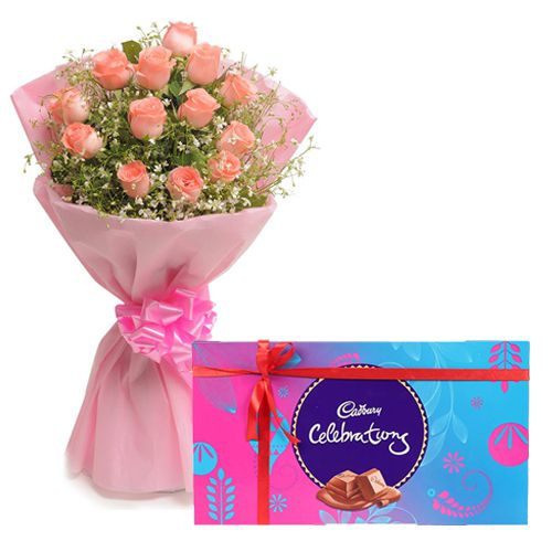 Online Cadbury Celebration Chocolate N Pink Roses Online Online Cadbury Celebration Chocolate N Pink Roses Online