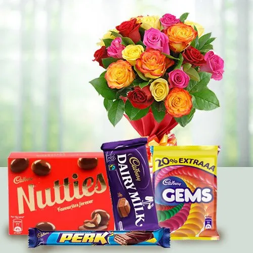 Crunchy mixed Cadburys Chocolate with charming Roses Crunchy mixed Cadburys Chocolate with charming Roses