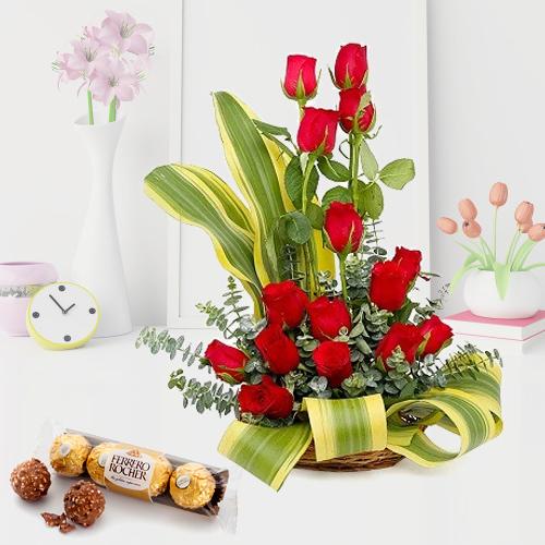 Special Surprise Arrangement of Red Roses with Ferrero Rocher Special Surprise Arrangement of Red Roses with Ferrero Rocher