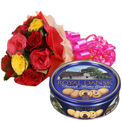 Smooth Danish Butter Cookie with Mixed Roses Bouquet Smooth Danish Butter Cookie with Mixed Roses Bouquet