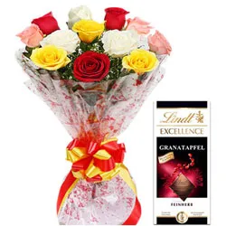 Hand-Gathered Mixed Roses with Lindt Excellence Bar