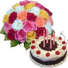 Black Forest Cake From Taj / 5 Star Bakes with Mixed Roses Black Forest Cake From Taj / 5 Star Bakes with Mixed Roses