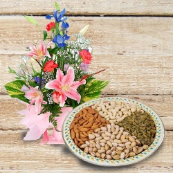 Outstanding Assorted Dry Fruits with Flowers Outstanding Assorted Dry Fruits with Flowers