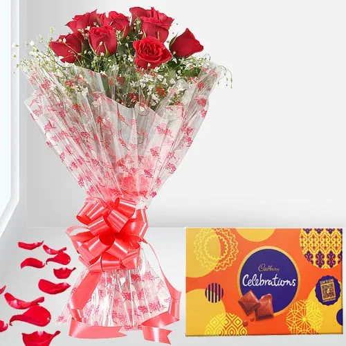 For Special Someone Red Roses Bouquet with Cadbury Celebrations