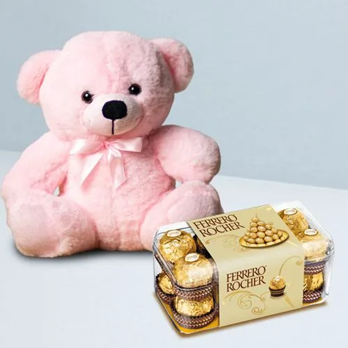 Awesome Combo of Teddy n Ferrero Rocher Box for Valentine
