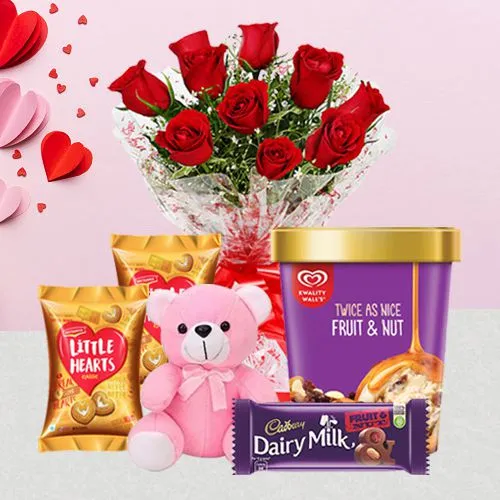 Precious Rosy Treat of Kwality Walls Ice Cream with Chocolates n Teddy