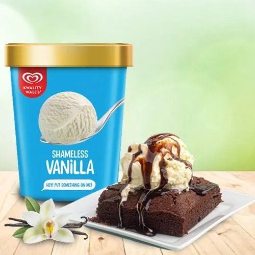 Sizzling Chocolate Walnut Brownie n Kwality Walls Vanilla Ice Cream