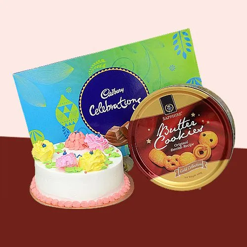 Admirable Gift of Cake with Cadbury Celebration and Cookies