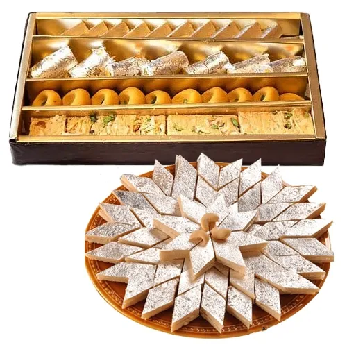 Appetizing Kaju Barfi with yummy Mithai