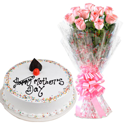 Fascinating Love Delight 12 Pink Roses Bouquet and 1/2 kg Cake Fascinating Love Delight 12 Pink Roses Bouquet and 1/2 kg Cake
