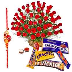 Breathtaking 24 Red Roses and Collection of Cadburys Chocolates Breathtaking 24 Red Roses and Collection of Cadburys Chocolates