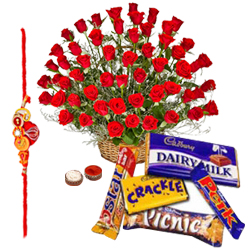 Breathtaking 24 Red Roses and Collection of Cadburys Chocolates Breathtaking 24 Red Roses and Collection of Cadburys Chocolates
