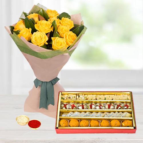 Yellow Roses with Assorted Sweets Yellow Roses with Assorted Sweets