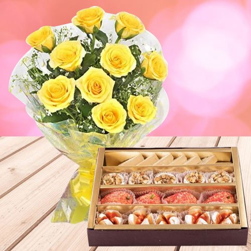 Yellow Roses with Assorted Sweets Yellow Roses with Assorted Sweets