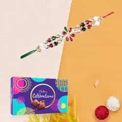Rakhi, Roli Tilak and Chawal with Cadburys Celebration pack Rakhi, Roli Tilak and Chawal with Cadburys Celebration pack