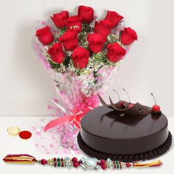 Fabulous Gift of Ambrosial Eggless Cake accompanied with Lovely Arrangement of 12 Red Roses Fabulous Gift of Ambrosial Eggless Cake accompanied with Lovely Arrangement of 12 Red Roses