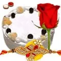 Outstanding Rose in Red teamed with an Eggless Cake Outstanding Rose in Red teamed with an Eggless Cake