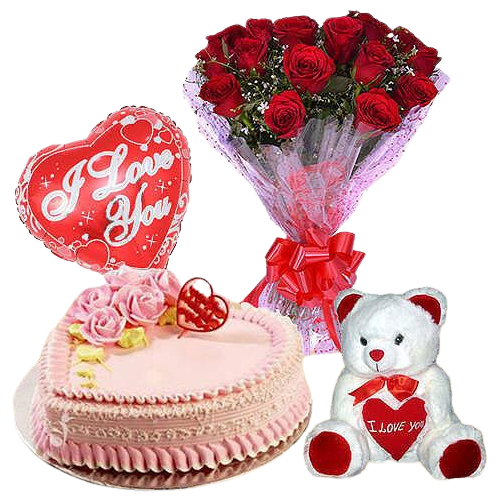 Send Roses N Cake Gift Hamper for V-Day Send Roses N Cake Gift Hamper for V-Day