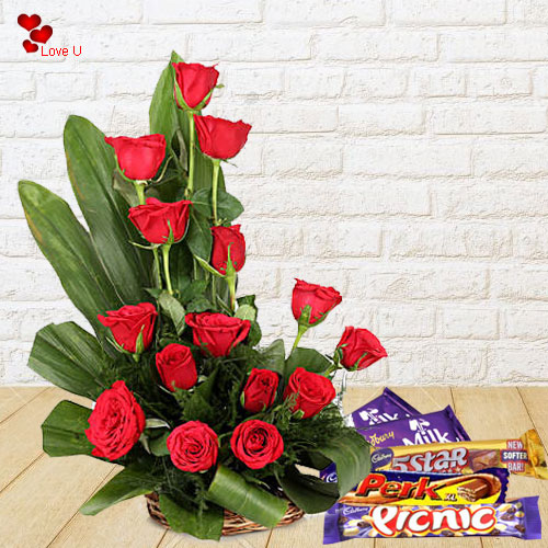V-Day Gift of Red Roses N Assorted Cadbury Chocolates V-Day Gift of Red Roses N Assorted Cadbury Chocolates