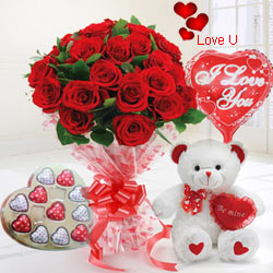 24 Exclusive Red Dutch Roses Bouquet and Heart Sha...