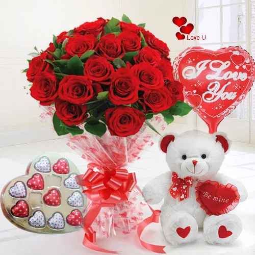 Send Valentines Day Rose Gift Hamper Online
