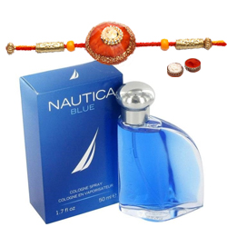Showy Rakhi with Fragrant Nautica Blue EDT Perfume Showy Rakhi with Fragrant Nautica Blue EDT Perfume
