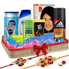 Bright Little Luxury Pamper Hamper with 2 Rakhis and Roli Tilak Chawal Bright Little Luxury Pamper Hamper with 2 Rakhis and Roli Tilak Chawal