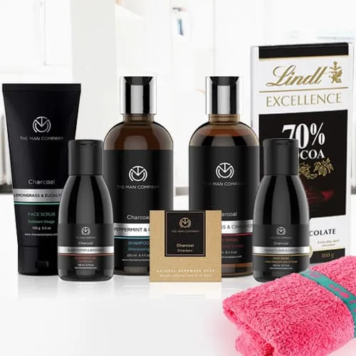 Exclusive Charcoal Mens Grooming Kit with Lindt Excellence Dark Chocolate