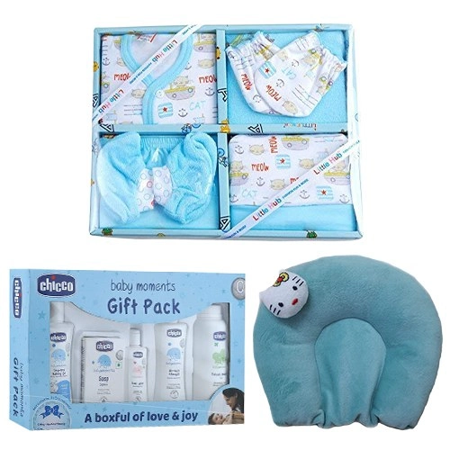 Charming Gift of Baby Dress N Chicco Gift Set with Neck Supporting Pillow
