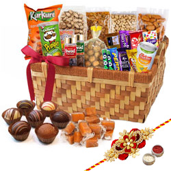 Jubilant Ceremonies Gourmet Assemblage with One Rakhi and Roli Tilak Chawal Jubilant Ceremonies Gourmet Assemblage with One Rakhi and Roli Tilak Chawal