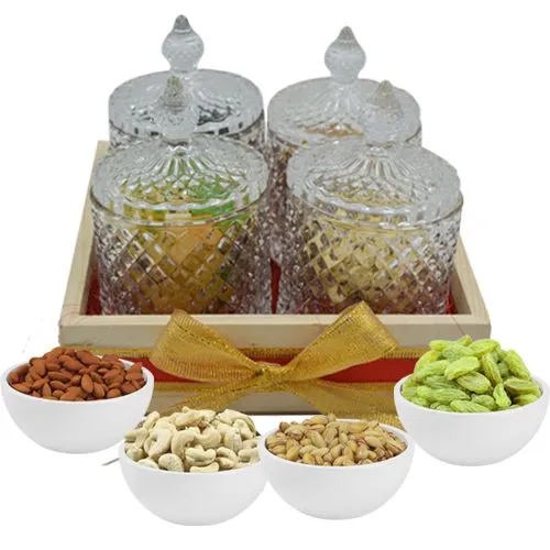Extravagant Dry Fruits Treat in Glass Jars