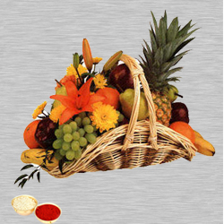 Fresh Fruit Basket 5 Kg with free Roli Tilak and Chawal Fresh Fruit Basket 5 Kg with free Roli Tilak and Chawal