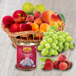 Nutritious Seasonal Fresh Fruits-Haldiram Rasgulla Casket Nutritious Seasonal Fresh Fruits-Haldiram Rasgulla Casket