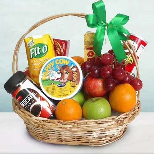 Pleasant Fresh Fruits N Gourmet Essentials Gift Basket