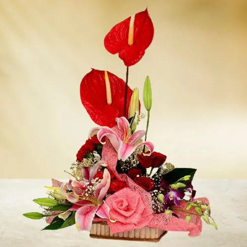 Oriental Mixed Flowers Basket