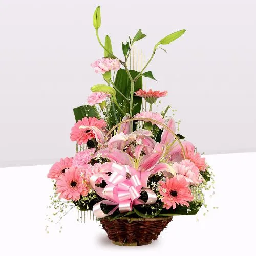 Spring Surprise Mixed Flowers Basket Spring Surprise Mixed Flowers Basket