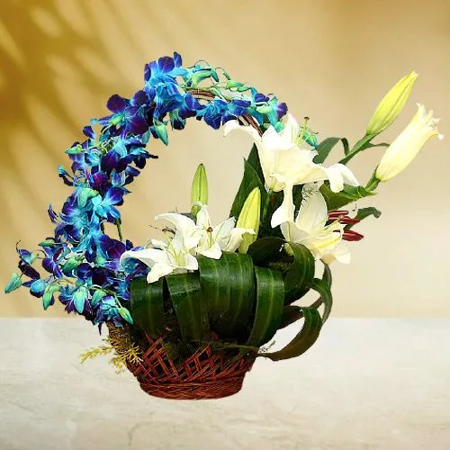 Delightful Orchids n Lily Basket