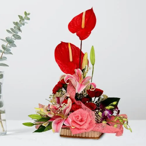 Gorgeous Basket of Colorful Flowers