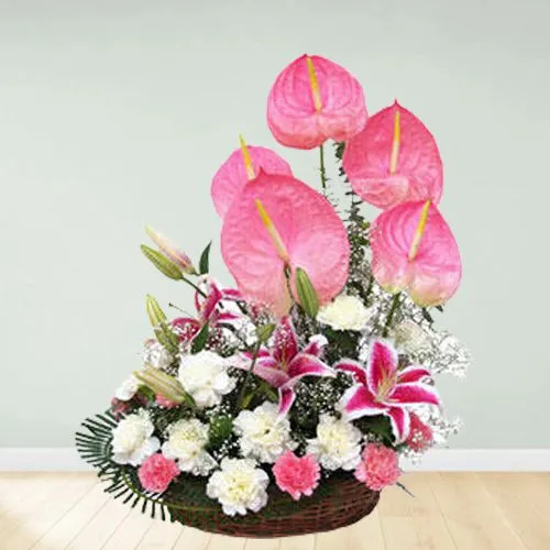 Pink N White Dreamy Floral Basket