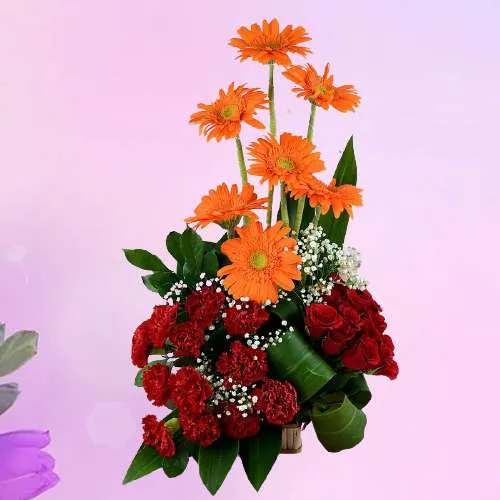 Radiant Floral Bouquet of Gerberas n Carnations