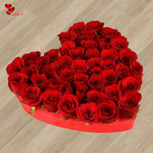 Send Heart Shaped Arrangement of 101 Dutch Roses to Lady Love Send Heart Shaped Arrangement of 101 Dutch Roses to Lady Love