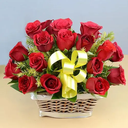 Captivating Array of Red Roses in a Basket