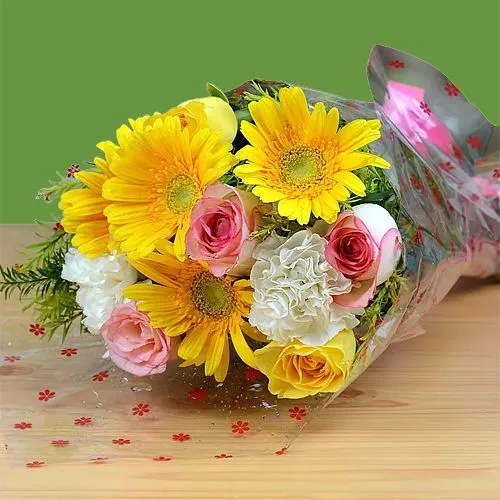 Joyful Pink Yellow N White Floral Beauty	