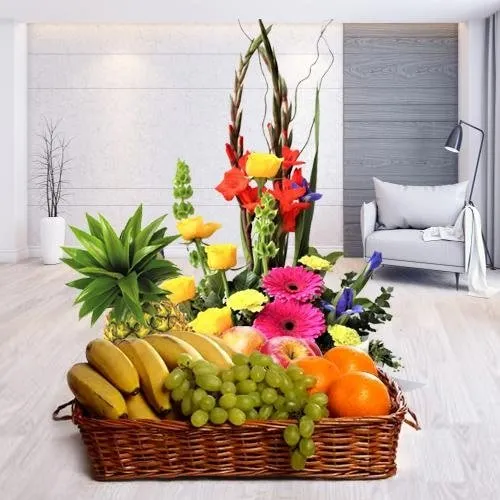 Luscious fresh Fruits and pretty Flowers