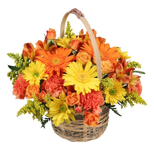 Basket of Sizzling Mixed Flowers Basket of Sizzling Mixed Flowers