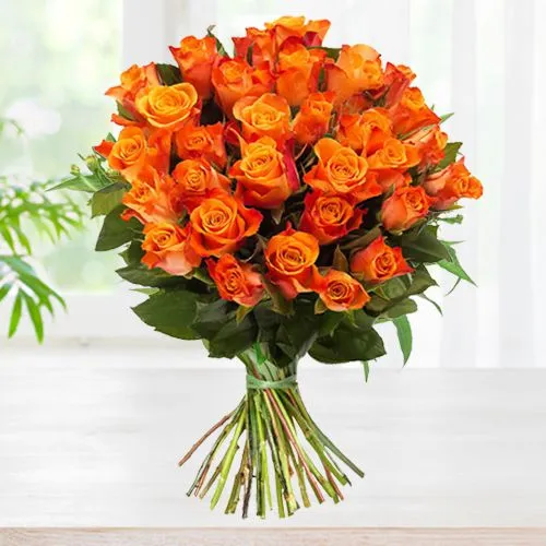 Artful Bunch of Unforgettable Orange Roses Artful Bunch of Unforgettable Orange Roses