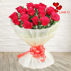 18 Red Dutch Roses Bouquet Nicely Wrapped...